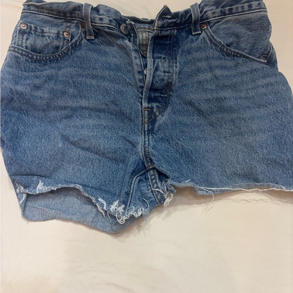 Levi's Pants - Levis 501 Shorts Womens Waist 29 Blue Distressed Button Fly Stretch